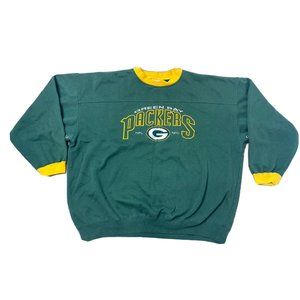 A1 Green Bay Packers Lee Sports Embroidered VTG Crewneck Sweatshirt 2XL XXL